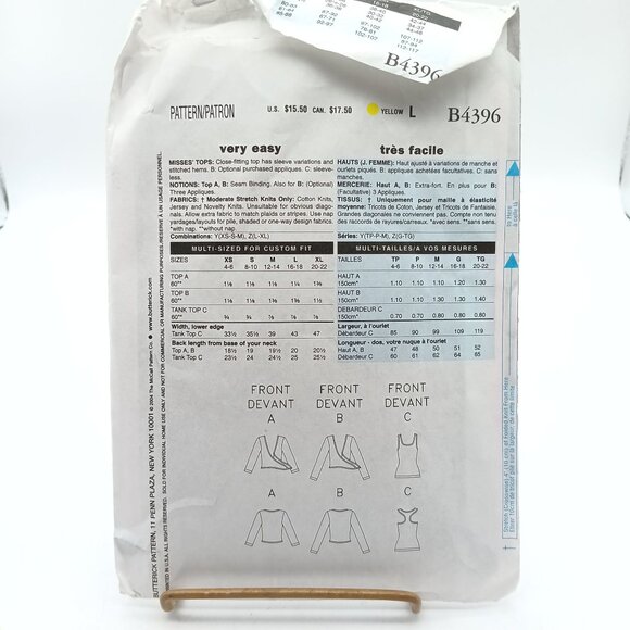 Vintage Butterick B4396 Womens Sewing Pattern for Wrap Tops & Cardigans Size Xs - Picture 2 of 2